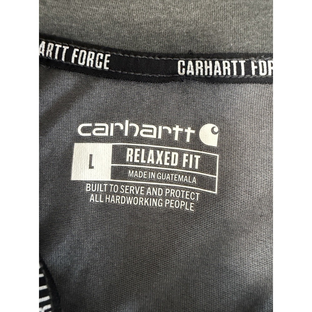 Carhartt Force Men's Large 1/4 Zip Pullover Shirt Gray Relaxed Fit Pocket Logo - Picture 5 of 9